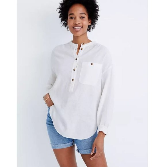 Madewell Tops - Madewell White Linen Blend Novella Top Size M NWOT